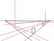 3. On continue à créer des traits de perspective pour délimiter un "pavé" dans lequel nous allons dessiner la voiture.