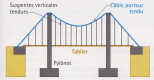 Pont suspendu : suspentes en traction et câble en traction